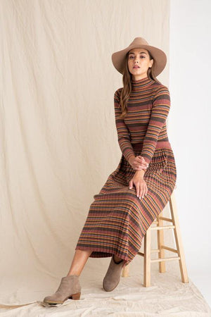 Polagram Multi Stripe Sweater Skirt - PinkOrchidFashion