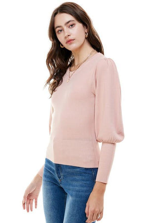 On Twelfth Crewneck Long Sleeve Sweater - PinkOrchidFashion