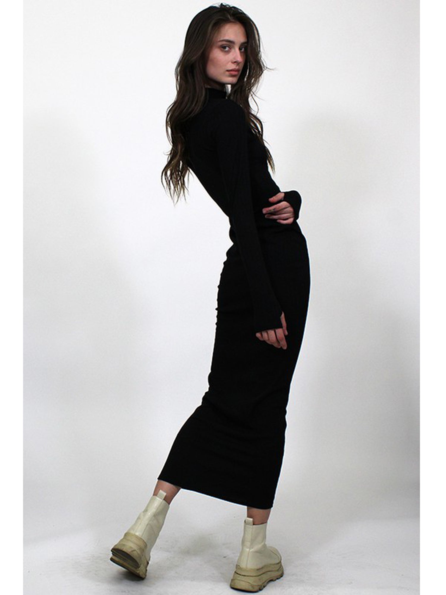 Junie Ribbed Zip Mock Neck Maxi Dress - Dresses