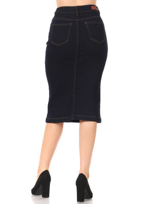 G-Gossip Apparel Denim Knee Length Skirt - Long Skirts