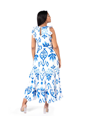 Eterna Abstract Print Sleeveless Maxi Dress - Dresses