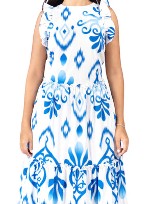 Eterna Abstract Print Sleeveless Maxi Dress - Dresses