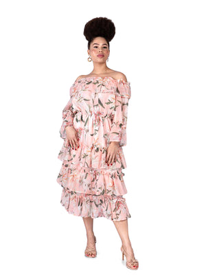 Eterna Floral Ruffle Bottom Dress Eterna