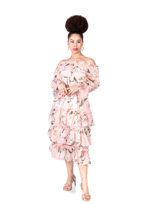 Eterna Floral Ruffle Bottom Dress Eterna