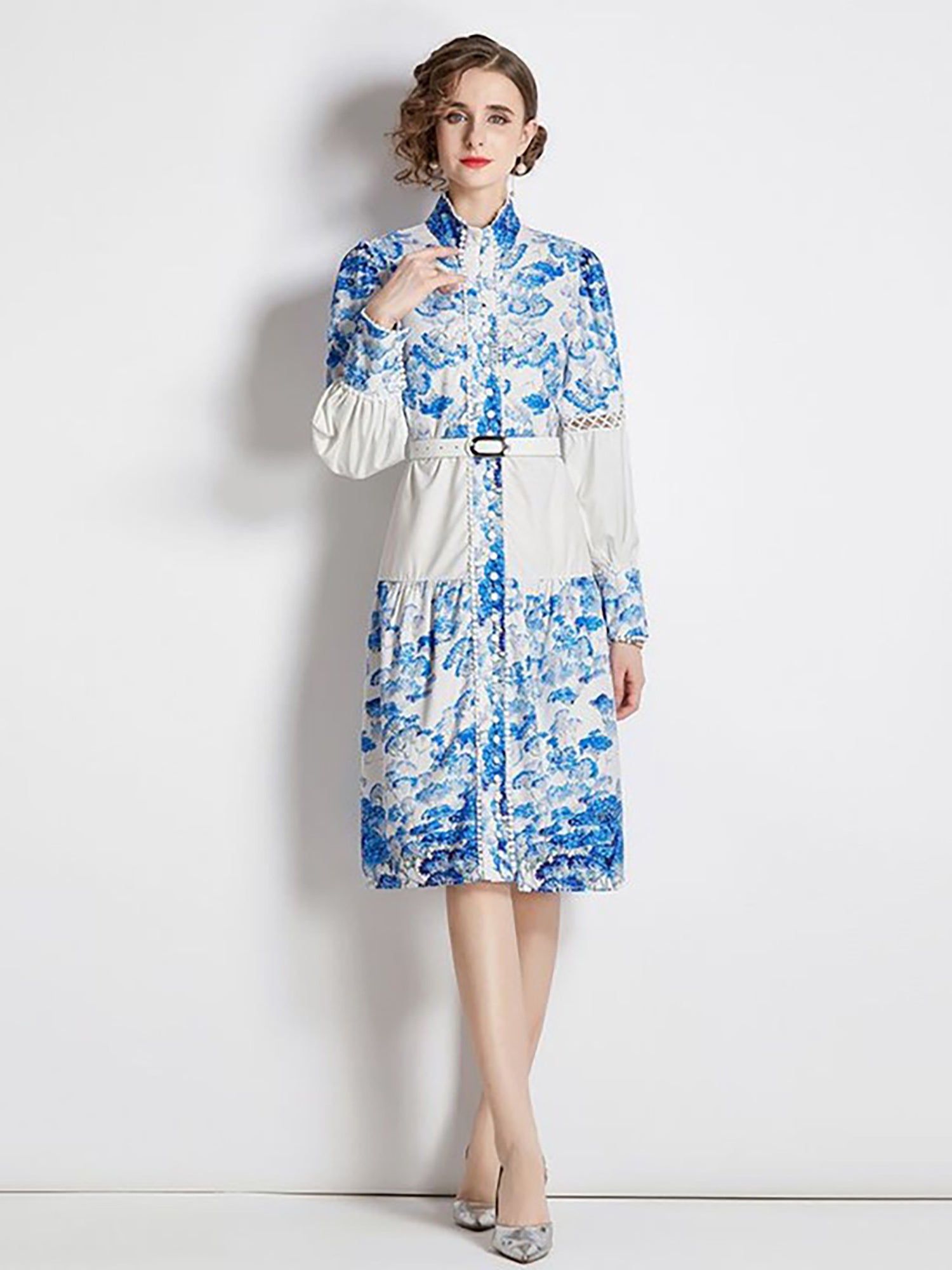 Eterna Button Down Print Dress - Dresses