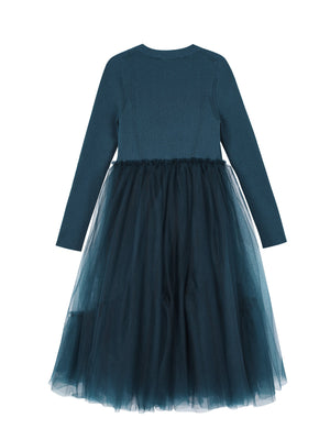 JNBY Girl's Ribbed Sweater and Tulle Dress JNBY