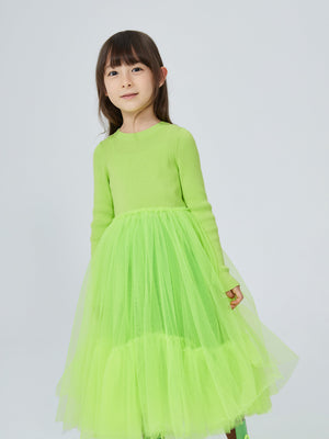 JNBY Girl's Ribbed Sweater and Tulle Dress JNBY