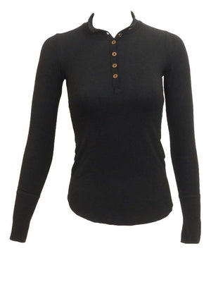 Point Cotton Henley Long Sleeve T-Shirt