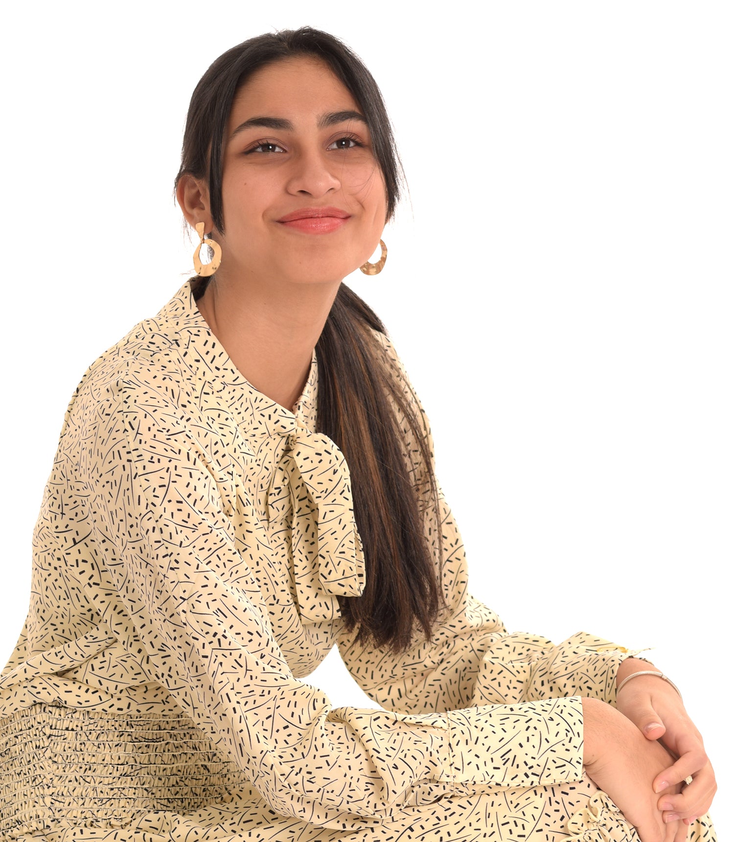 Pinto Print Smocked Waist Blouse - Tops