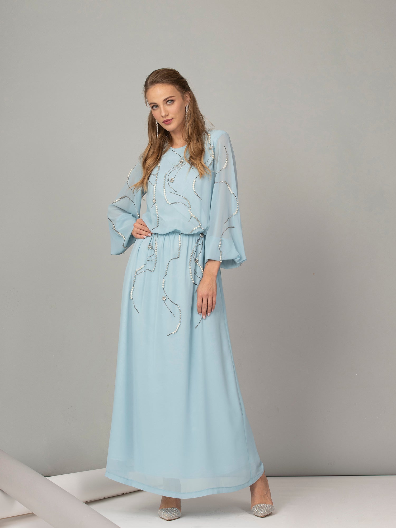 Bianco Nero Kiro Chiffon Studded Dress - Dresses