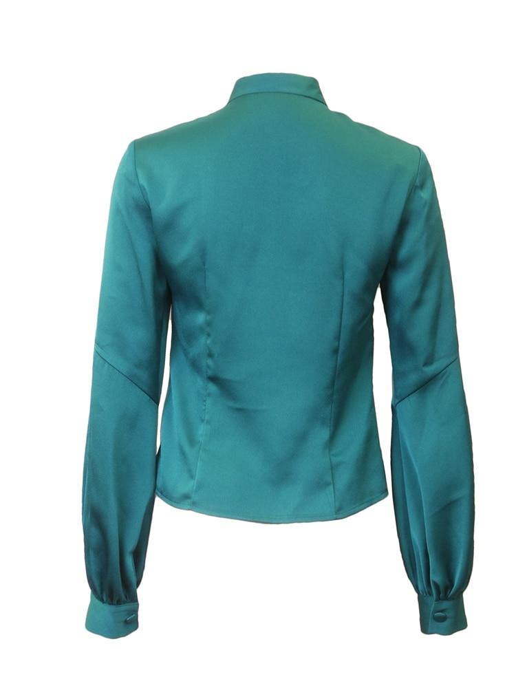 Sharrone Teal Satin Blouse vendor-unknown