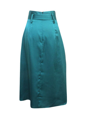 Gitel Teal Satin Skirt PinkOrchidFashion