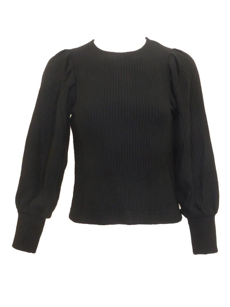 Miss Issippi Ribbed Bubble Sleeve Sweater - PinkOrchidFashion