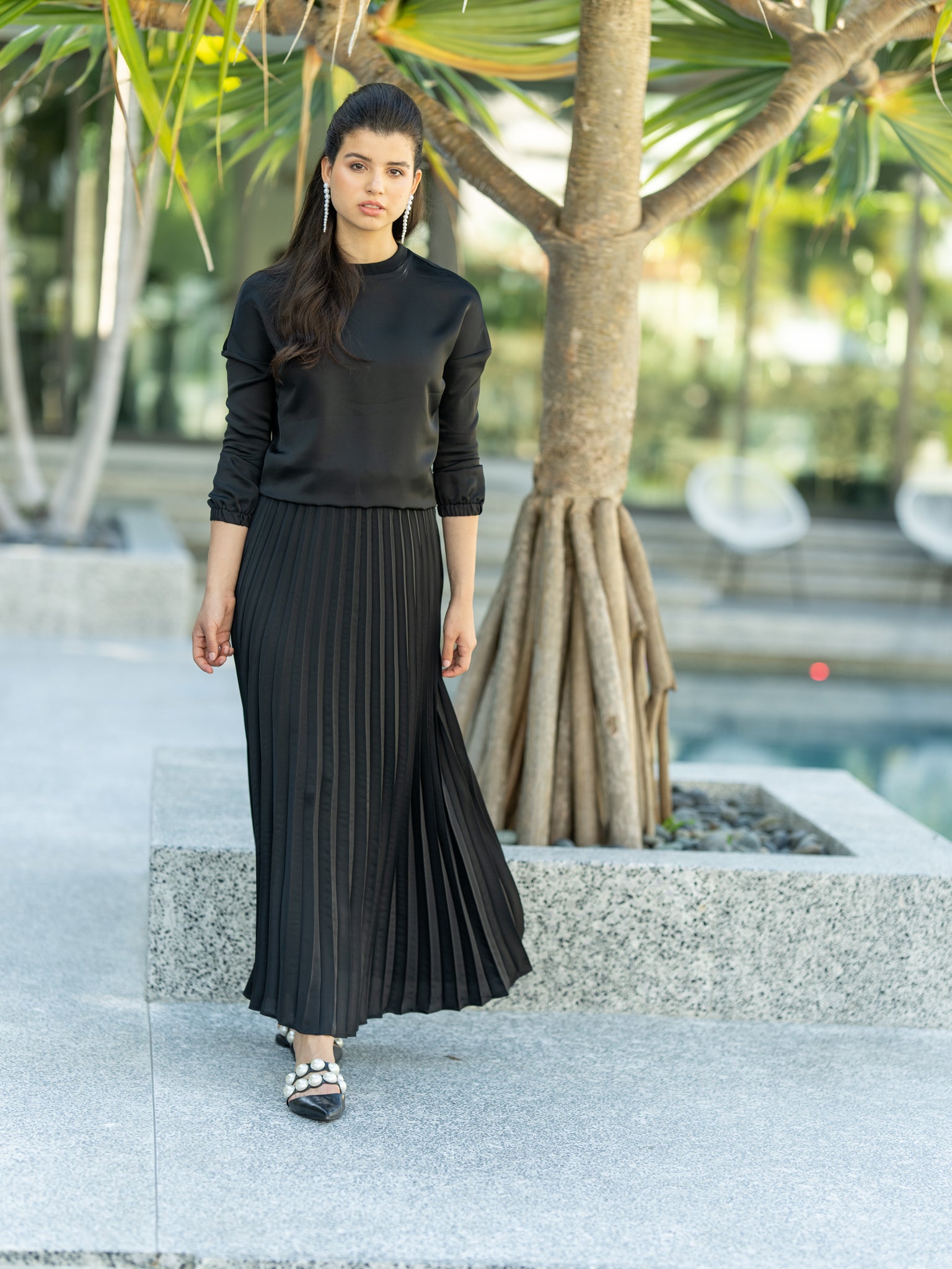 Level Collection Accordion Pleat Maxi Skirt - Long Skirts