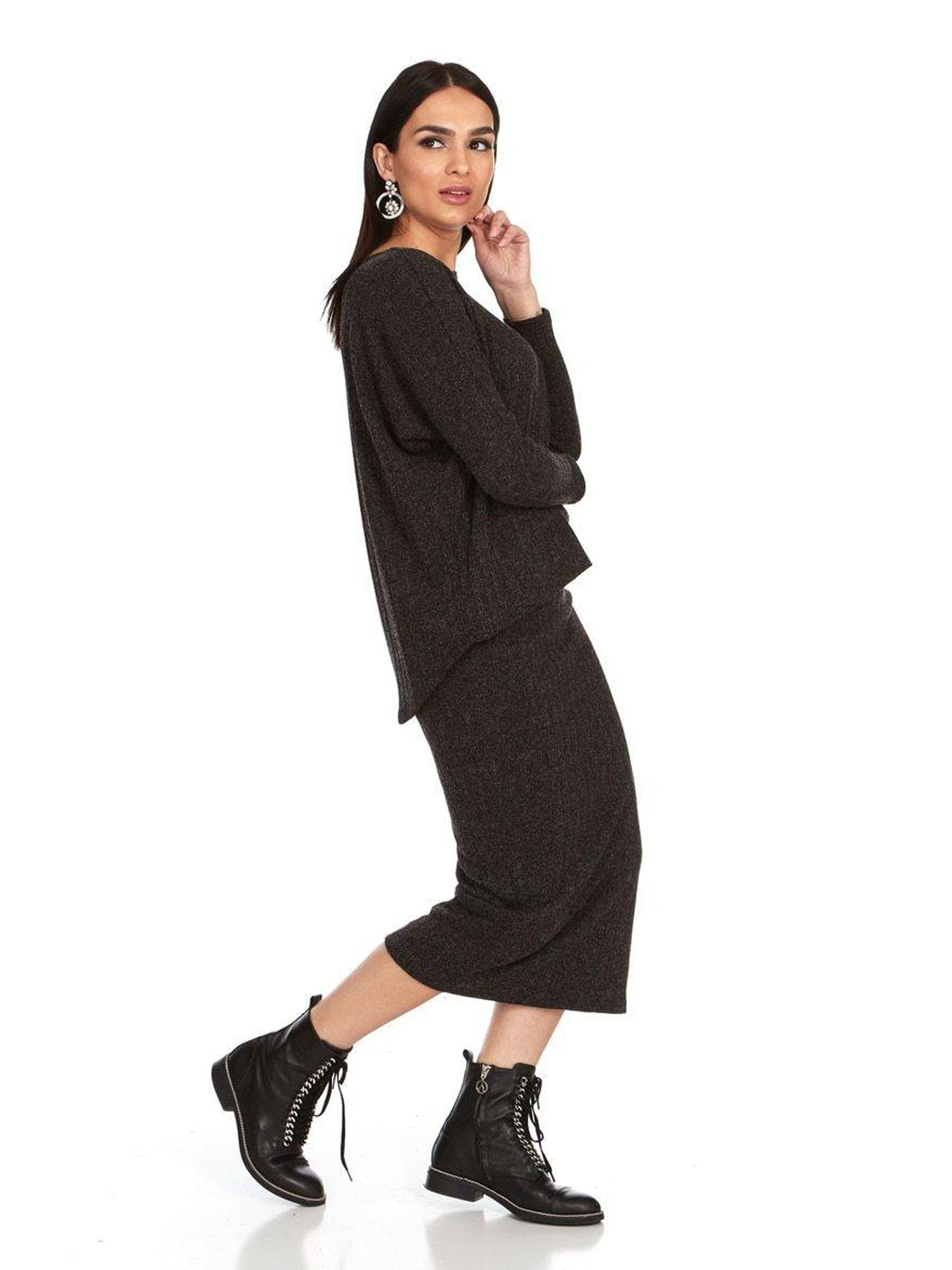 Belladonna Charcoal Ribbed Skirt vendor-unknown