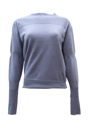 Vivid Crewneck Puff Shoulder Sweater - Tops