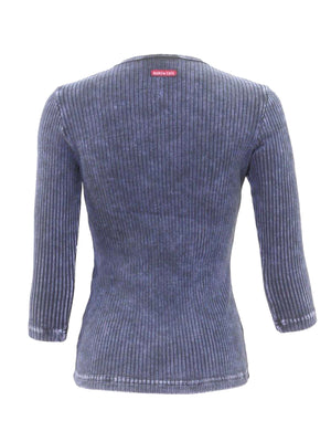 Hard Tail Wide Ribbed 3/4 Sleeve Henley Shirt (CMR-01) Hard Tail