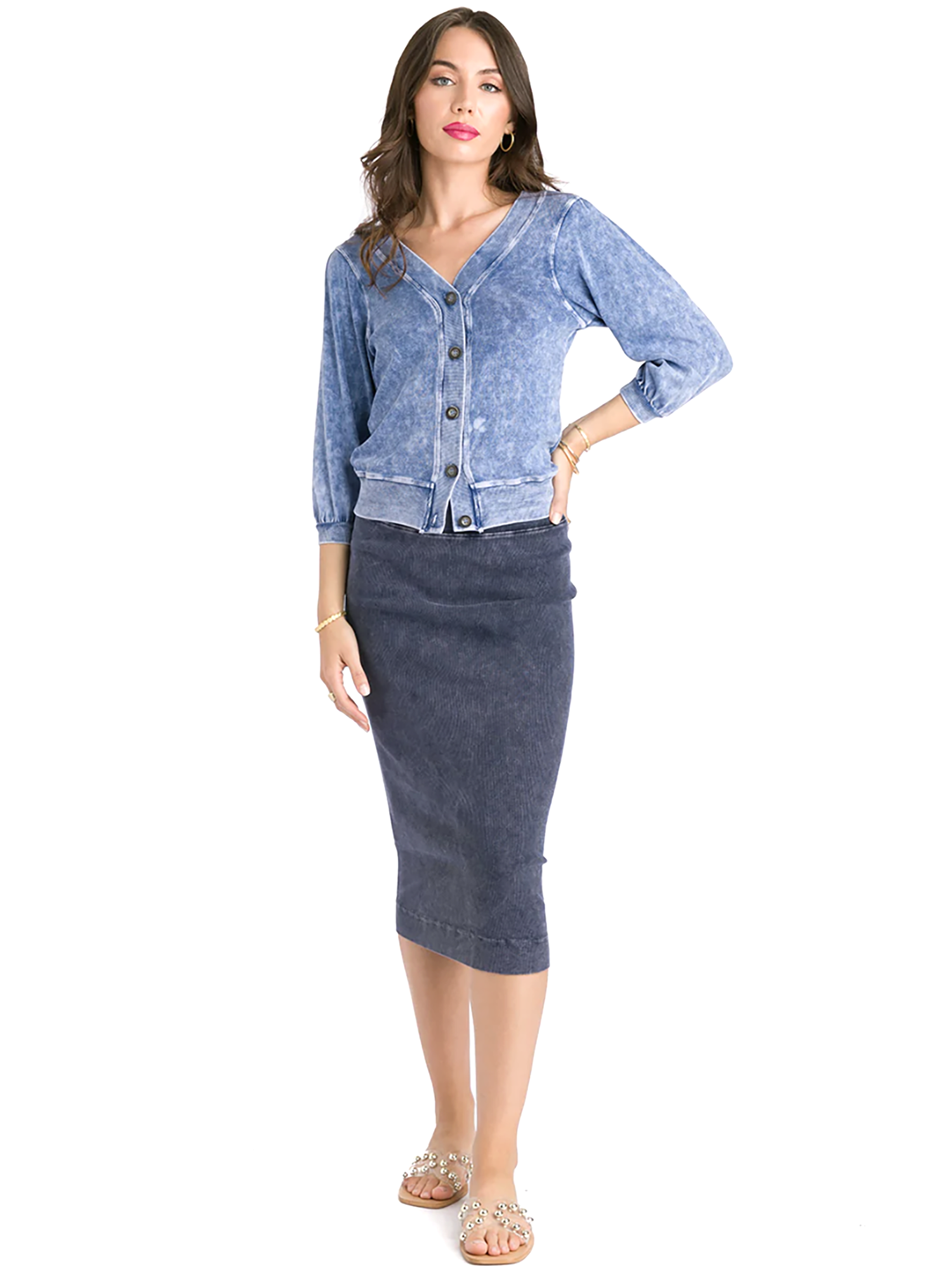 Hardtail Midi Ribbed Pencil Skirt CS-104 - Skirts