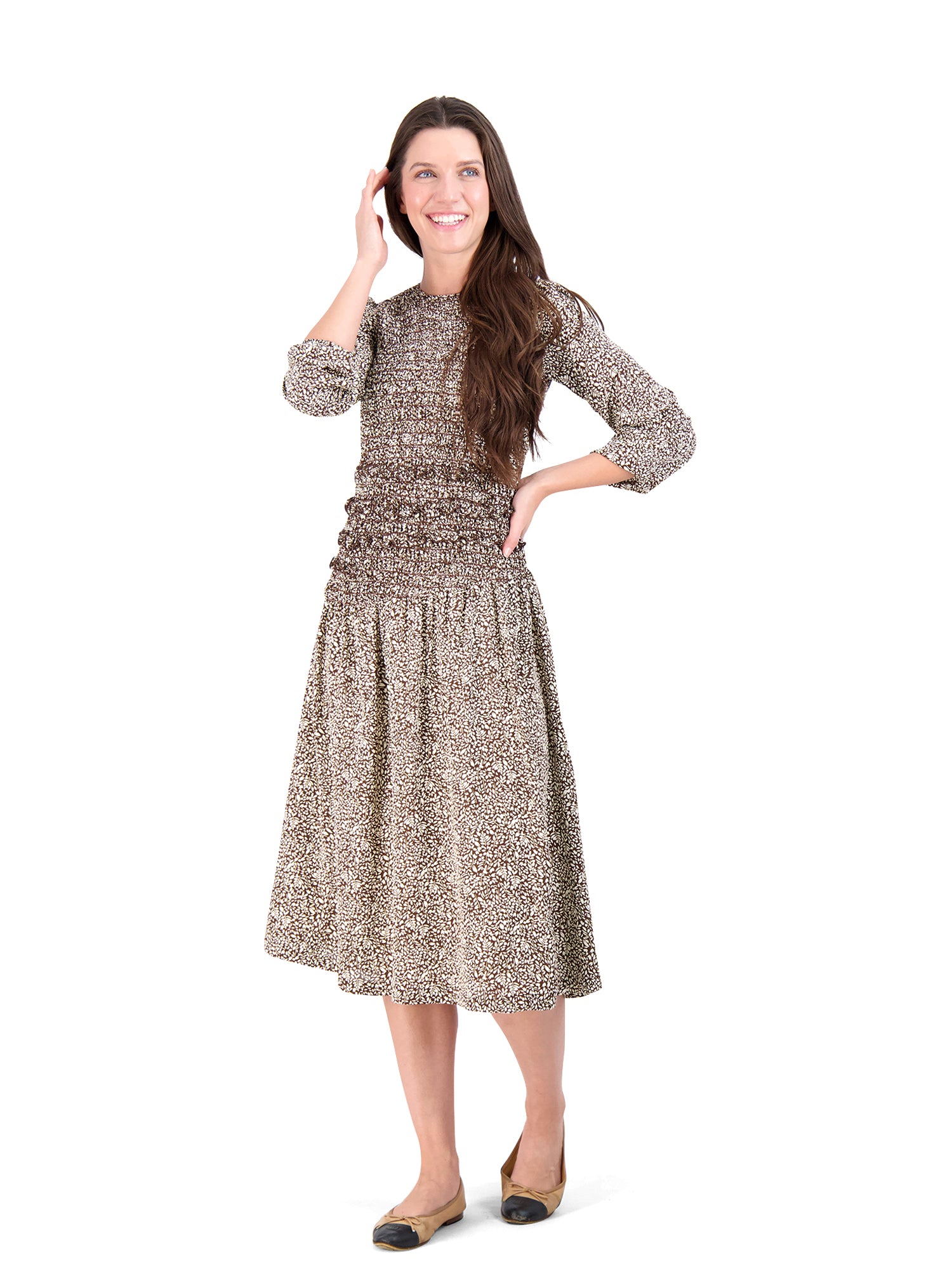 Ginger Ruffle Waist Smocked Midi Dress - Dresses