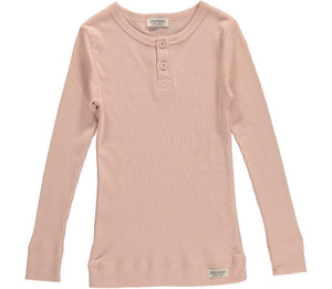 MarMar Ribbed Long Sleeve Henley Shirt - PinkOrchidFashion