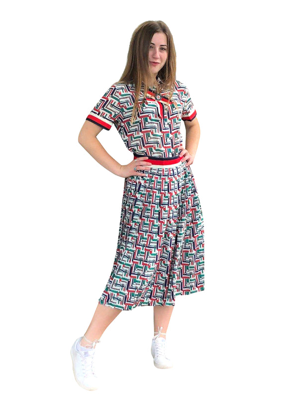 Beulah Buckle Print Pleated Skirt vendor-unknown