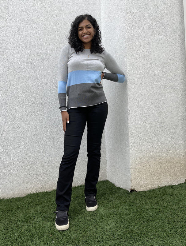 Metric Crew-Neck Knit Colorblock Sweater