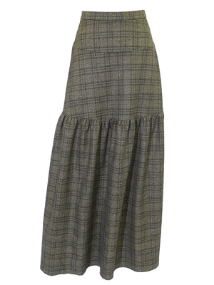 Kathie K Long Plaid Skirt - Skirts