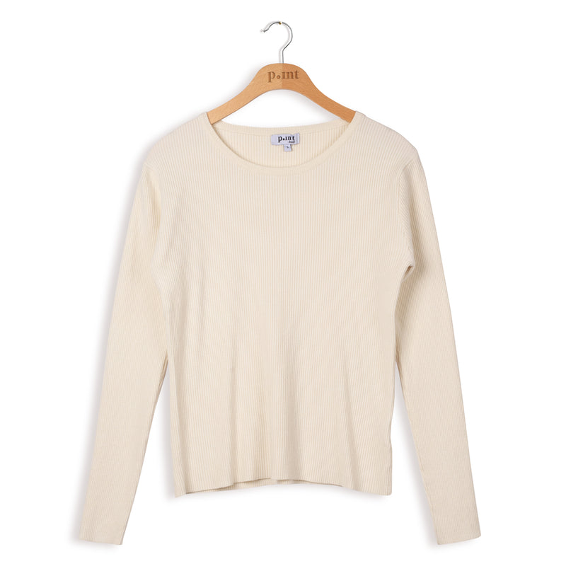 Point Rib Knit Crew Top - Tops