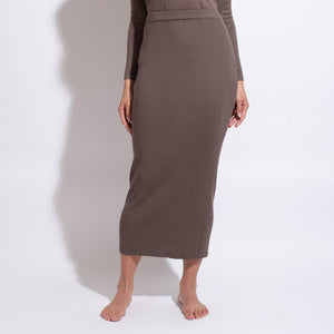 Point Knit Ribbed Maxi Skirt - PinkOrchidFashion