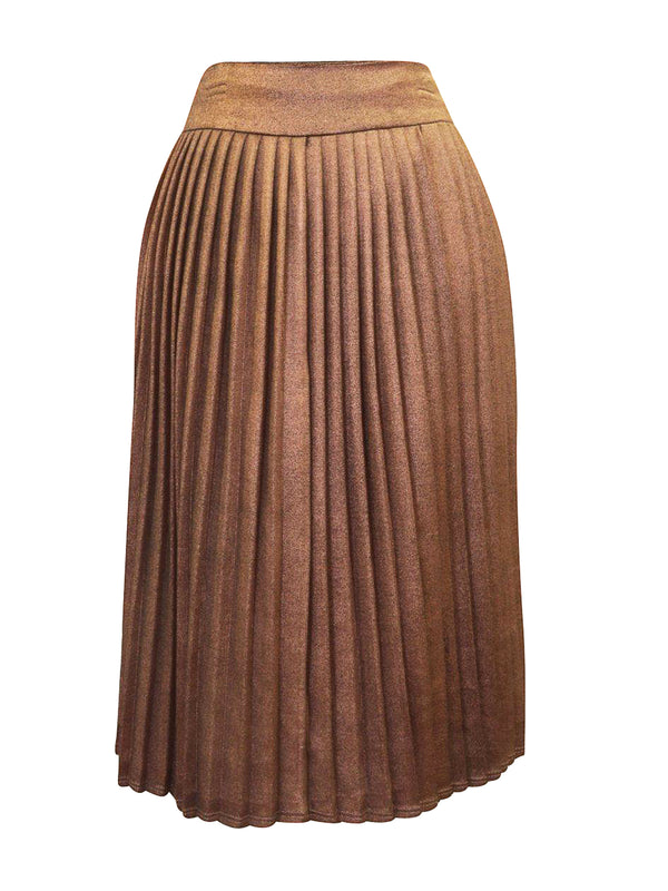 Jamie Bronze Pleated Skirt vendor-unknown