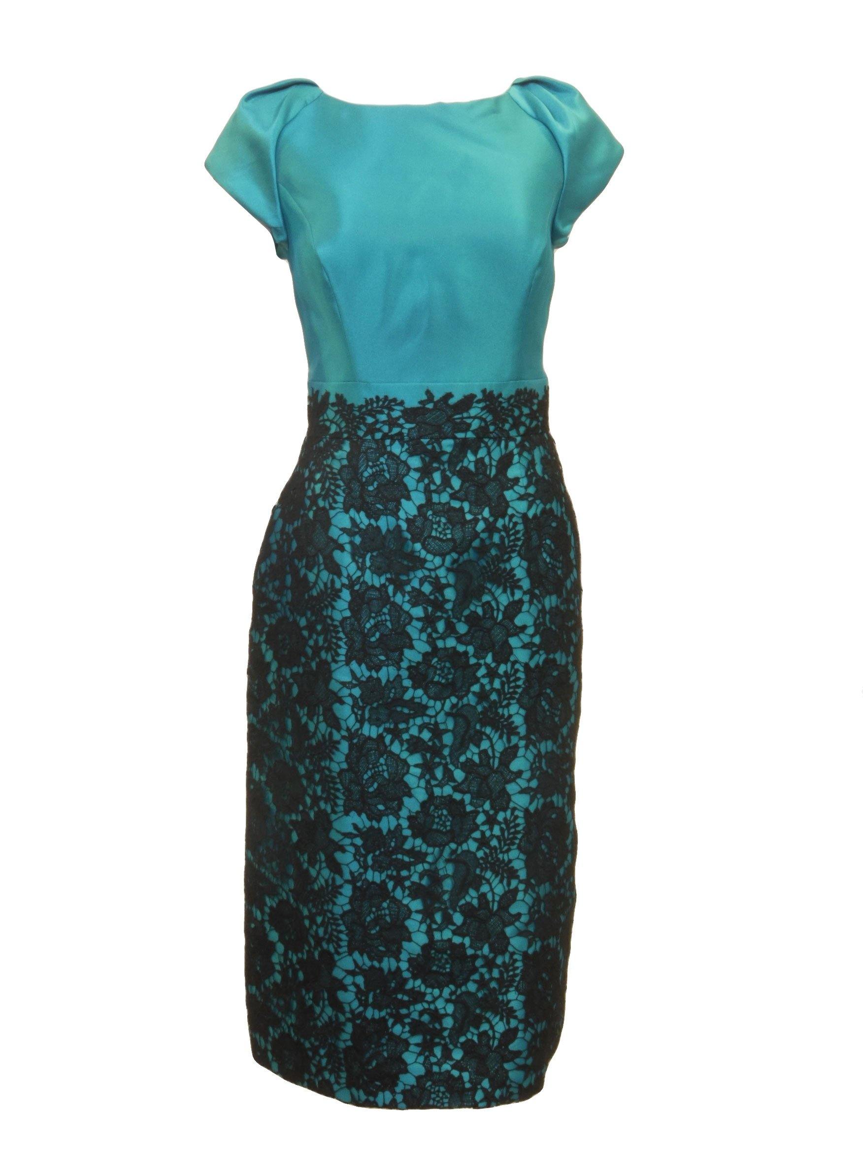 Love Teal and Lace Sheath Dress - PinkOrchidFashion