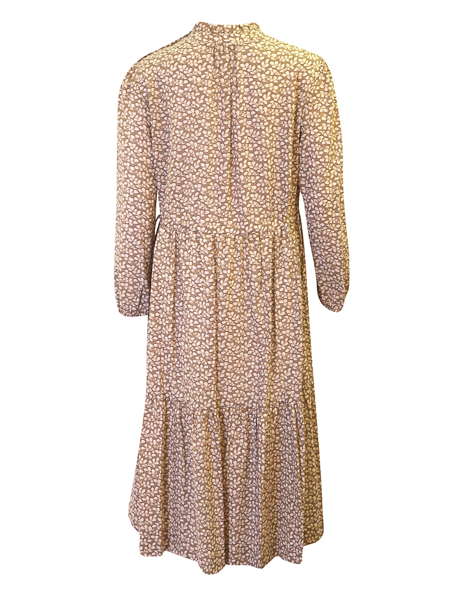 High Collection Taupe Print Dress - Dresses