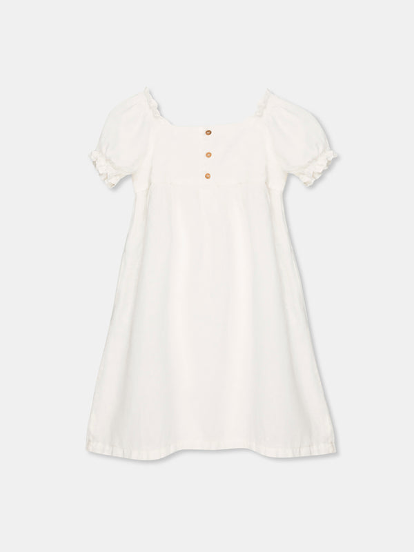 My Little Cozmo Puff Sleeve Linen Dress - Dresses