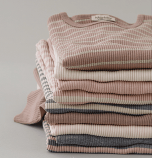 MarMar Striped Ribbed Long Sleeve Shirt - PinkOrchidFashion