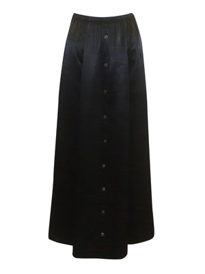Hard Tail Satin Button Front Maxi Skirt (Style: SAT-35) - Skirts