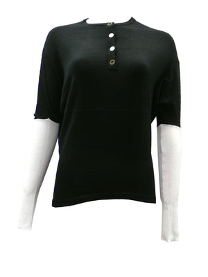 Oops Ribbed Henley Dolman Top - Tops