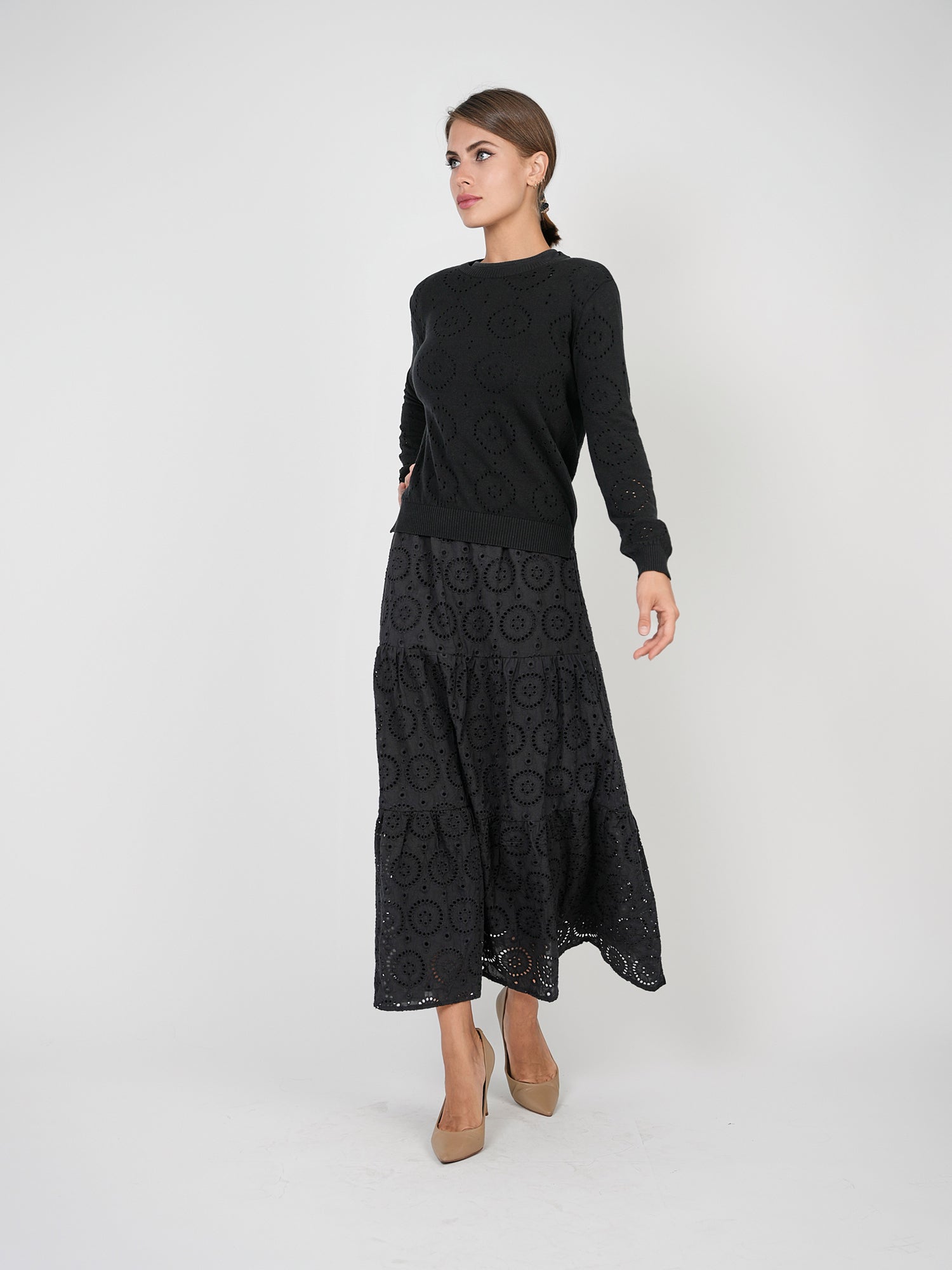 Club Malibu Knit Tiered Midi Skirt - Skirts