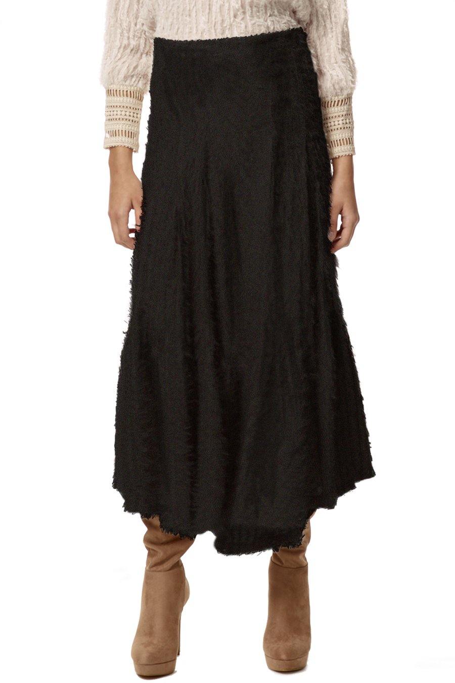 Stellah Textured Flare Skirt Black Front
