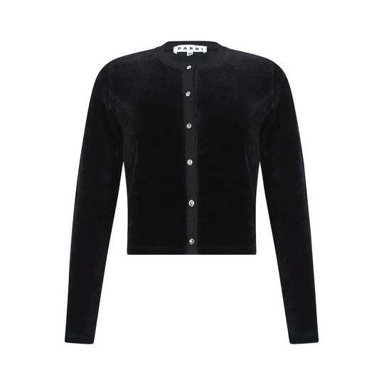 Parni Velour Cropped Cardigan - Dresses