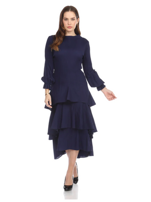 Veeca Long Sleeve Multi-Layer Dress - Dresses