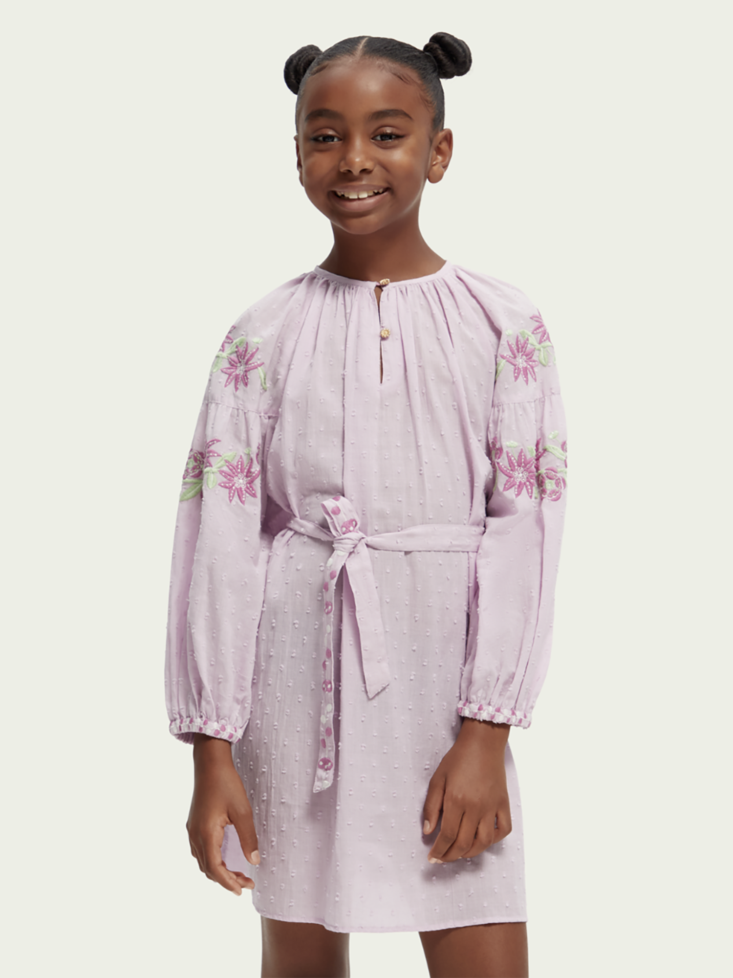 Scotch & Soda Long Sleeve Embroidered Flower Dress - Dresses