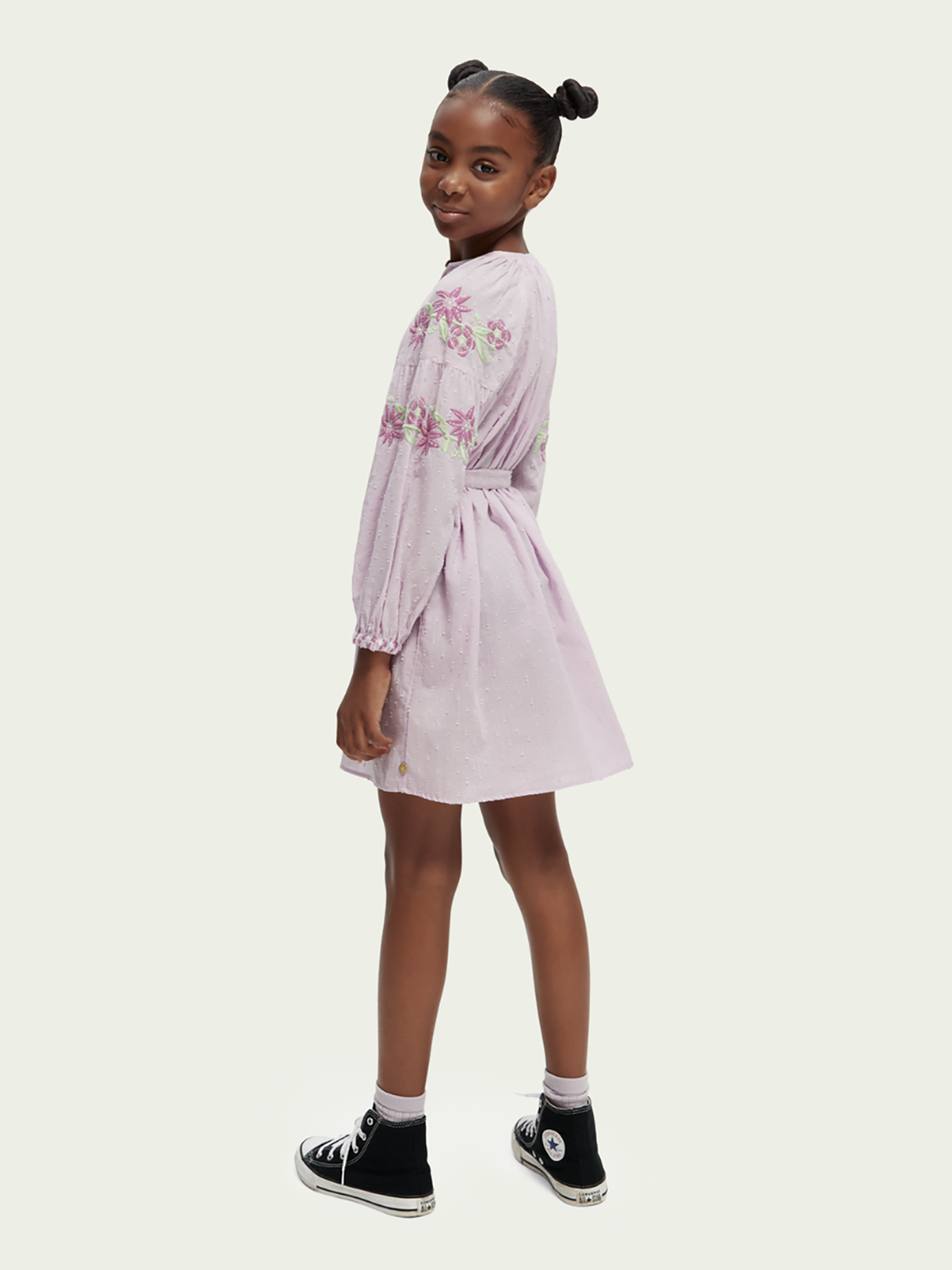 Scotch & Soda Long Sleeve Embroidered Flower Dress - Dresses