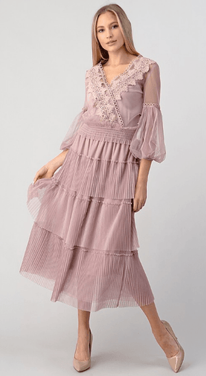 Minuet Romantic Layered Midi Mesh Skirt - PinkOrchidFashion