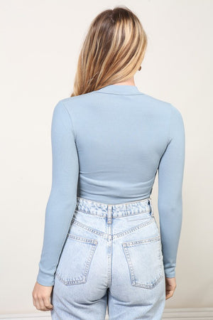 Timing Ribbed Zipper Crop Top Timing