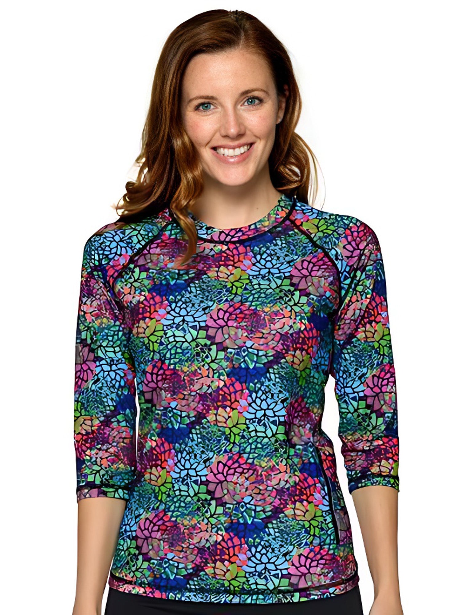 Hydrochic 3/4 Sleeve Floral Rashguard vendor-unknown