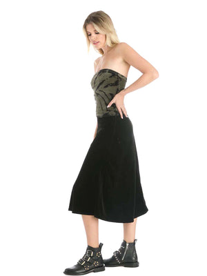 Hard Tail Velour Midi Flare Skirt (V-207) - Skirts