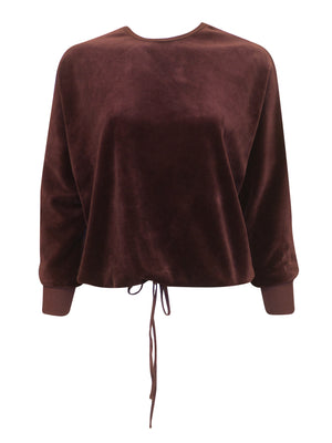 Hardtail Velour Slouchy Drawstring Pullover Top (Style V-217) - Tops