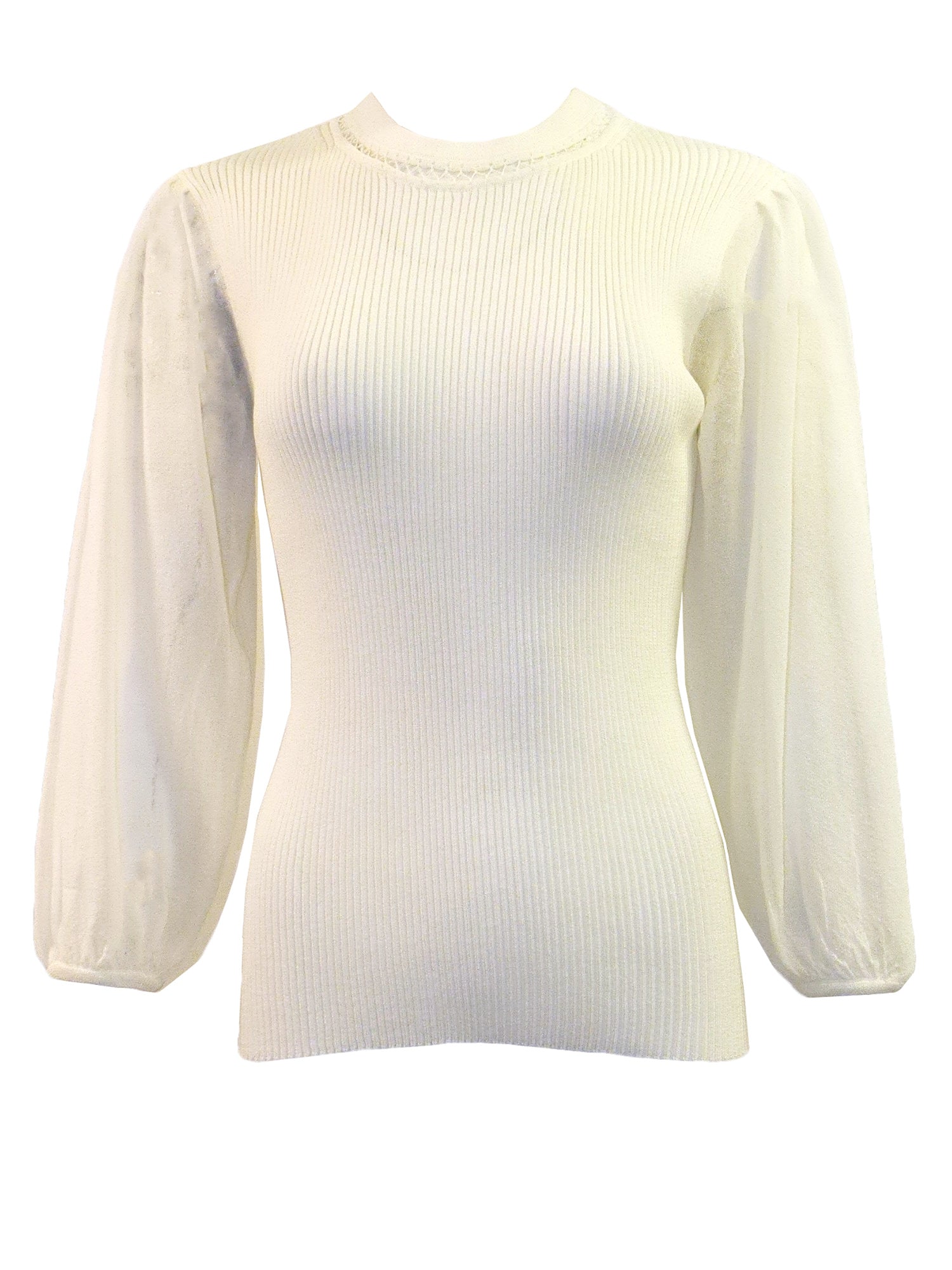 Vogue Design Ribbed Puff Sleeve Top - Tops