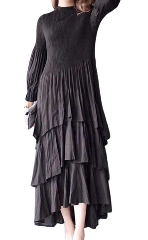 Veeca Long Sleeve Multi-Layer Dress - Dresses