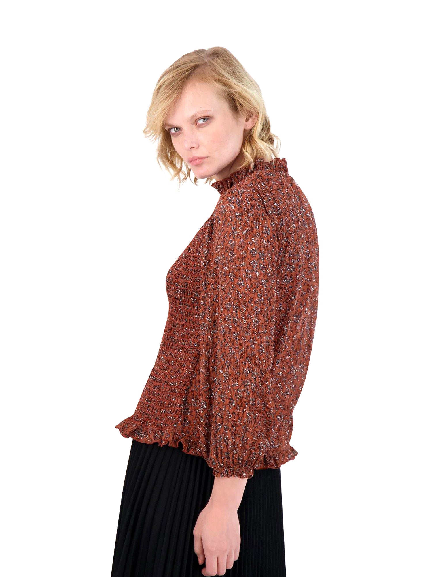 B Chic Print Smocked Top B Chic